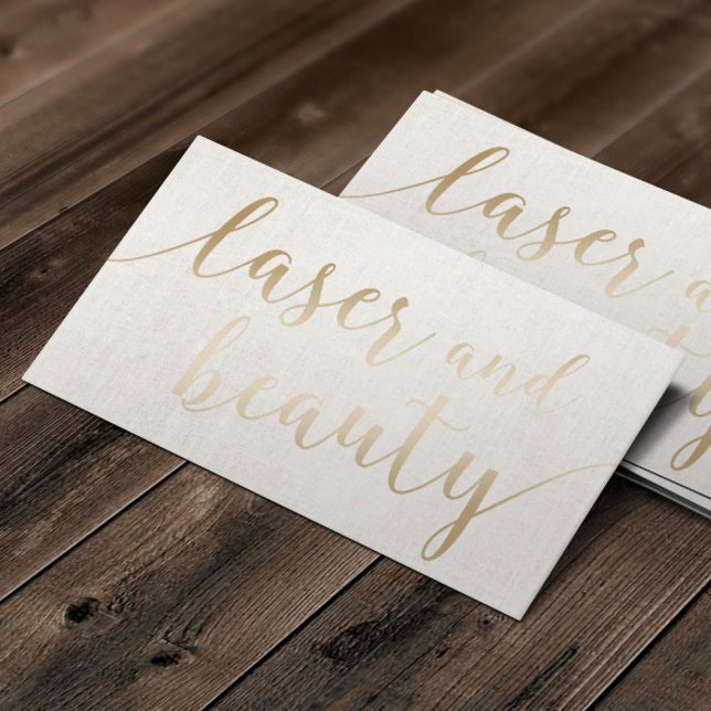 Laser & Beauty Esthetician Elegantes Gold Script Visitenkarte (Von Creator hochgeladen)