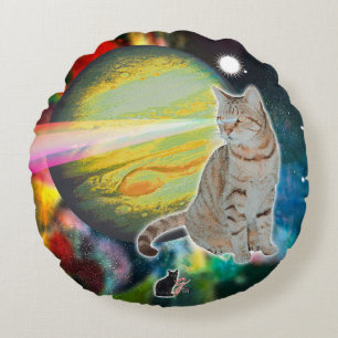 Laser-Cat-Mossbody Rundes Kissen