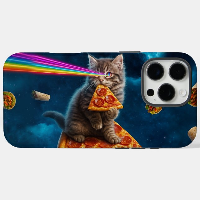Laser Cat Pizza Party Case-Mate iPhone Hülle (Rückseite (Horizontal))