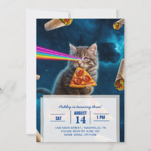 Laser Cat Pizza Party Einladung