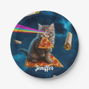 Laser Cat Pizza Party Pappteller