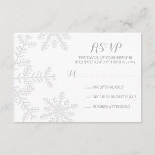 Laser-Cut-Schneeflocken Elegante Winter-Hochzeit-U RSVP Karte