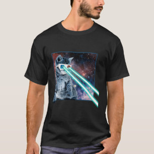 Laser Eyes Space Cat Kitty 3D Brille T-Shirt