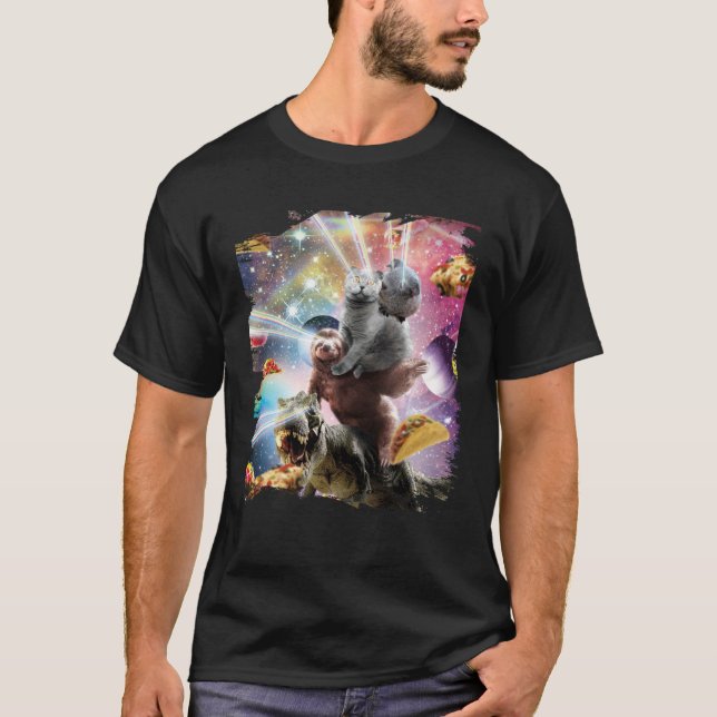 Laser Eyes Space Guinea Pig Cat Sloth Dinosaur T-Shirt (Vorderseite)