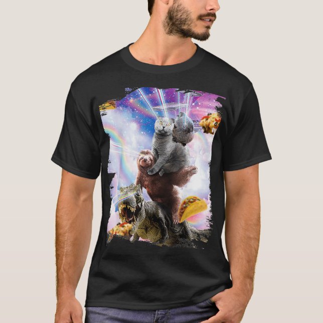 Laser Eyes Space Guinea Pig Cat Sloth Dinosaurier T-Shirt (Vorderseite)