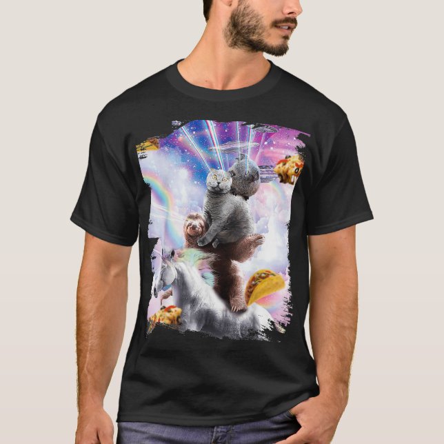 Laser Eyes Space Guinea Pig Cat Sloth Unicorn _2 T-Shirt (Vorderseite)