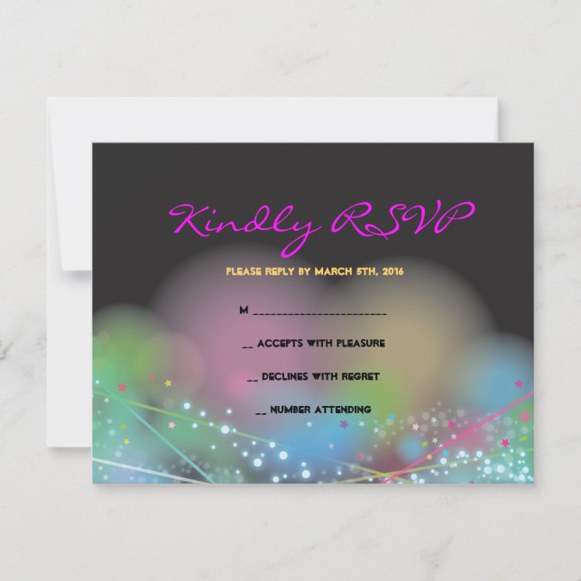 LASER GLOW in der DARK Bar Bat Mitzvah Reply Card RSVP Karte (Vorderseite)