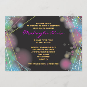 Laser-GLÜHEN in der DUNKLEN Bar-Schläger Mitzvah Einladung