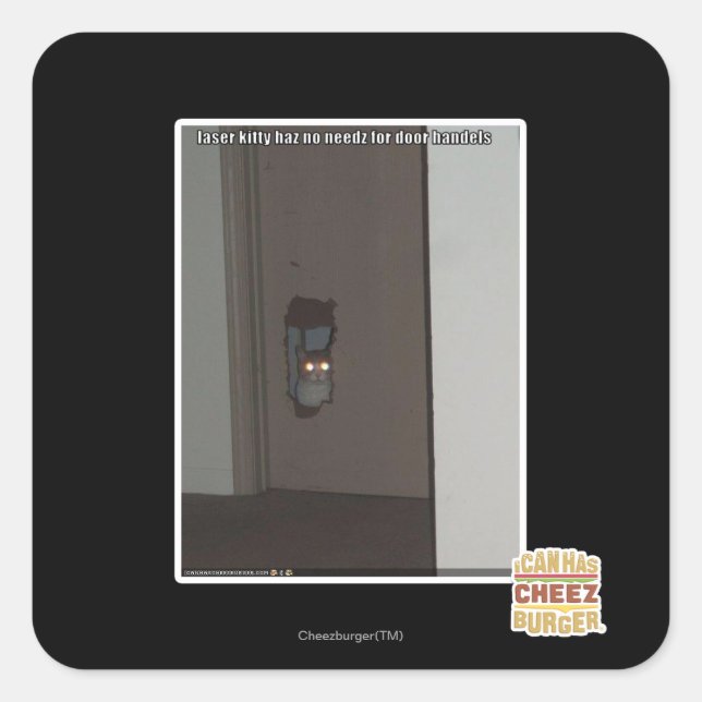 Laser Kitty Quadratischer Aufkleber (Vorderseite)