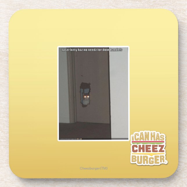 Laser-Miezekatze Getränkeuntersetzer (Vorderseite)