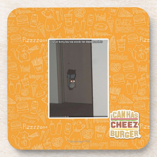 Laser-Miezekatze Getränkeuntersetzer (Vorderseite)