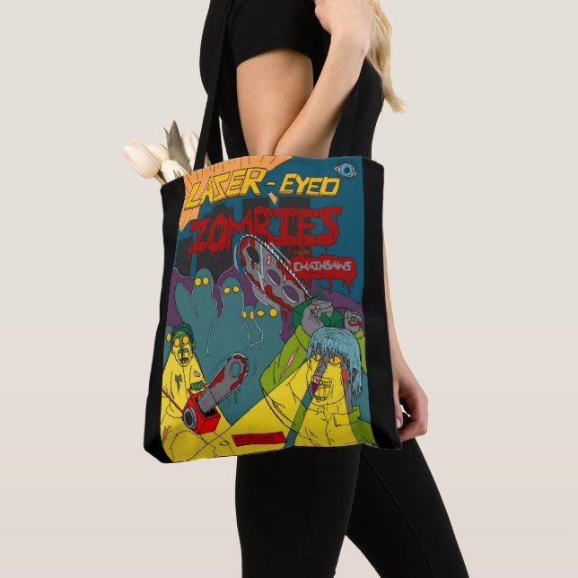Laser Mit Augen Zombies mit Chainsaws Tote Bag (Von Nahem)