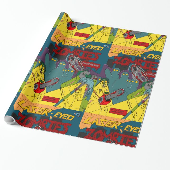 Laser-Mit Augen Zombies mit Ketten-Papier Geschenkpapier (Ungerollt)