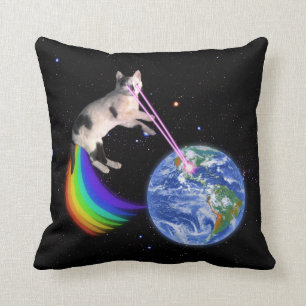 Laser-Regenbogen-Raum-Katze Kissen
