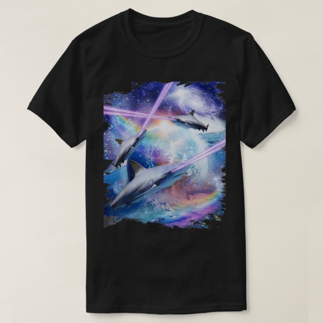 Laser schaukeln im Weltraum, Galay Haie T-Shirt (Design vorne)