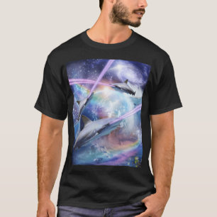 Laser schaukeln in Galaxie Haie im Weltraum T-Shirt