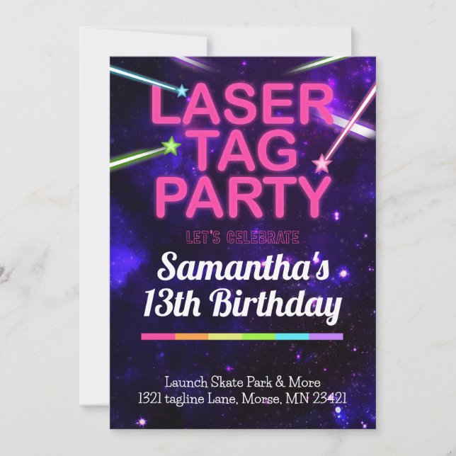 Laser Tag Birthday Einladung (Vorderseite)