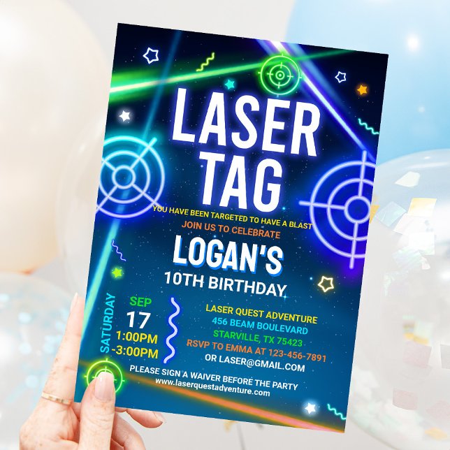 Laser Tag Birthday Einladung Neon Laser Tag (Von Creator hochgeladen)
