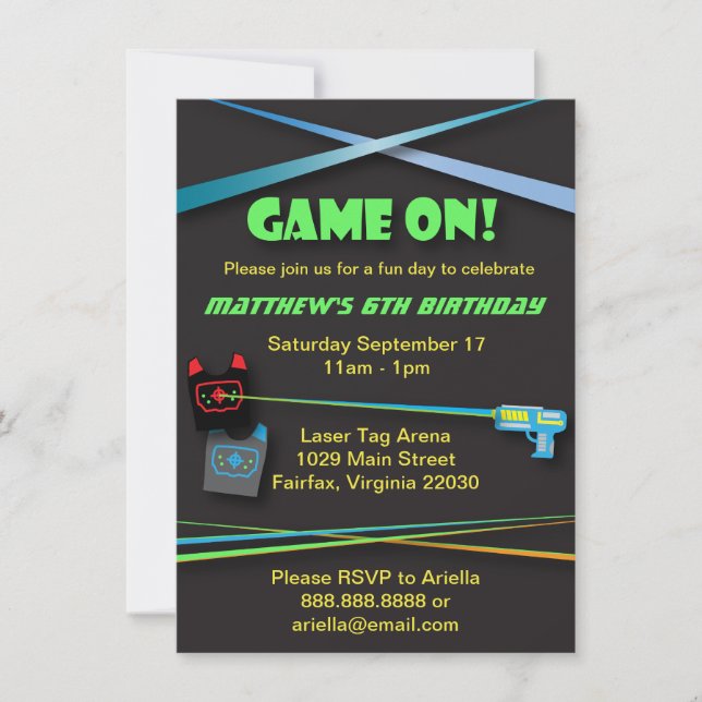 Laser Tag Birthday oder Team Gebäude Party Einladung (Vorderseite)