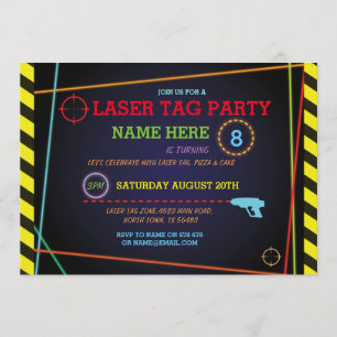 Laser Tag Birthday Party Zone Neon Einladung