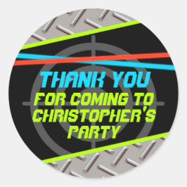 Laser Tag Boys Geburtstagsparty Gunst Name Danke Runder Aufkleber