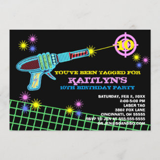 Laser Tag Custom Geburtstagsparty Einladungs-Girl Einladung
