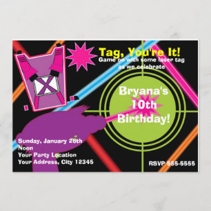 Laser Tag-Einladungen für Mädchen zum Geburtstag Einladung