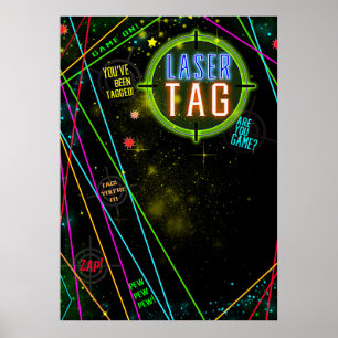 Laser Tag Farblichtstrahlen Geburtstagsfeier Schil Poster
