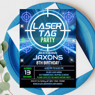 Laser Tag Geburtstagseinladung Neon Laser Tag Einladung