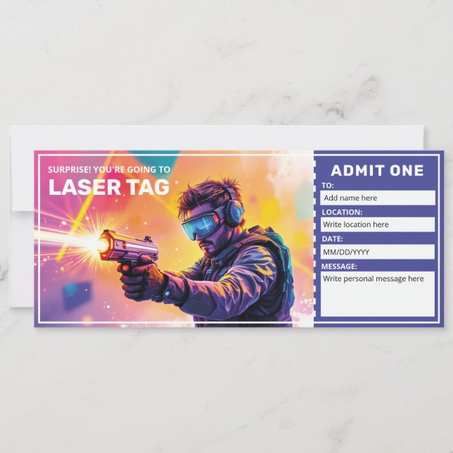 Laser Tag Geschenkgutschein  Einladung (Vorderseite)