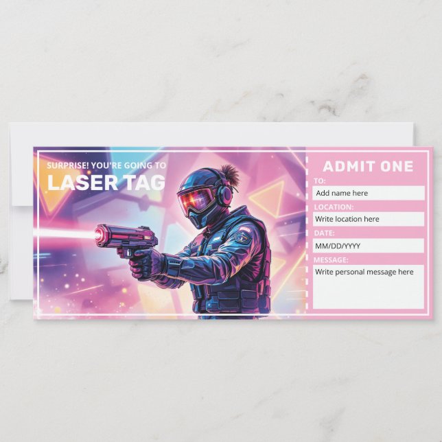 Laser Tag Geschenkgutschein  Einladung (Vorderseite)
