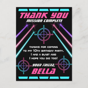 Laser Tag Girls Geburtstagsparty Neon Beam Vielen Postkarte