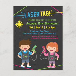 Laser-Tag-Kindergeburtstag-Party Einladungen