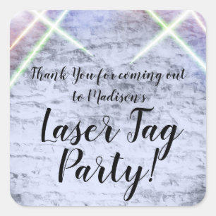 Laser Tag Leuchtende Lichter und Laser Party Quadratischer Aufkleber