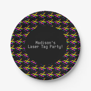 Laser Tag Neon Confetti Beams Glow Party Spaß Pappteller