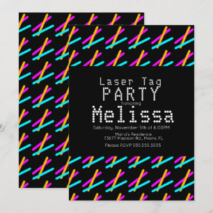 Laser Tag Neon-Glow-in-the-Dark-Lichter Party-Girl Einladung