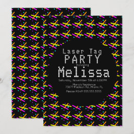 Laser-Tag Neon glühen in der dunklen Konfetti-Unis Einladung