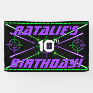 Laser Tag Neon Green & Lila Beams Geburtstagsparte Banner