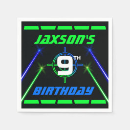 Laser Tag Neon Green und Blue Birthday Party Serviette
