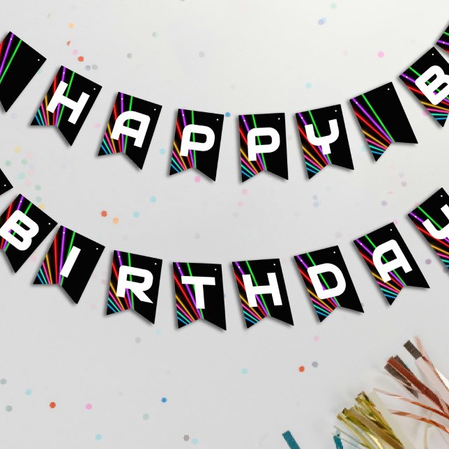 Laser Tag Neon Light Geburtstagsparty Wimpelkette (Laser Tag Neon Light Birthday Party Bunting Flags
)