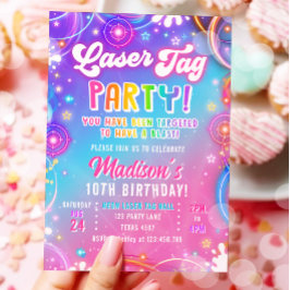 Laser Tag Party Neon Laserspiel Glow Mädchen Gebur Einladung