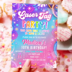 Laser Tag Party Neon Laserspiel Glow Mädchen Gebur Einladung