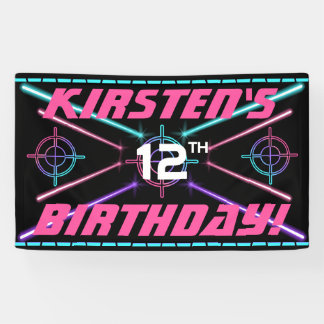 Laser-Tag Pink, Aquamarine, Lila Beams Geburtstags Banner