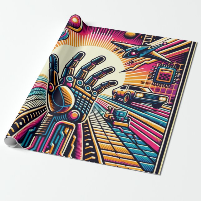 Lasergitter und Sci-Fi-Designs Geschenkpapier (Ungerollt)