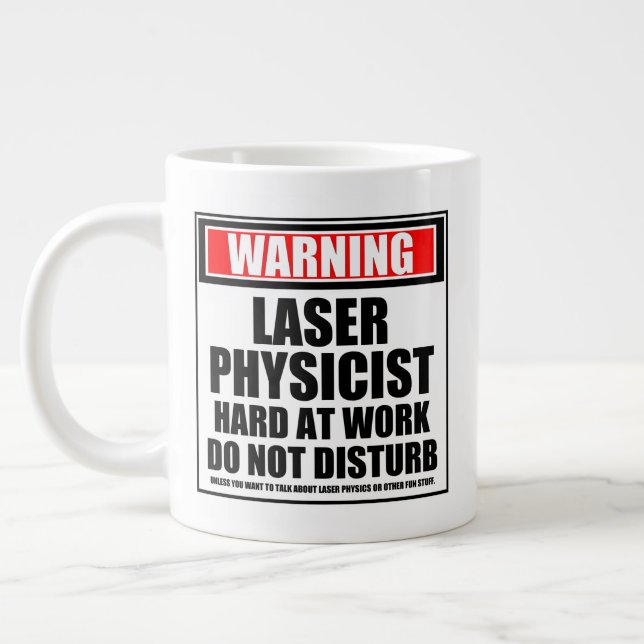 Laserphysiker hart am Arbeitsplatz warnen Jumbo-Tasse (Links)