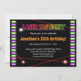 Lasertag Geburtstagsparty cool schwarz Einladung