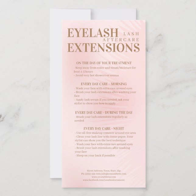 Lash Aftercare Beige Pink Eyelash Shadow Gradient Dankeskarte (Vorderseite)