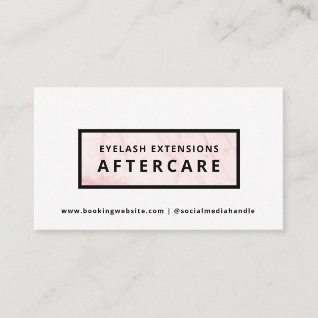 Lash Aftercare Instructions Card Visitenkarte (Vorderseite)