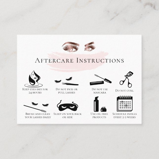 Lash Aftercare Lashes Aftercare Card Marmor Empfehlungskarte (Rückseite)