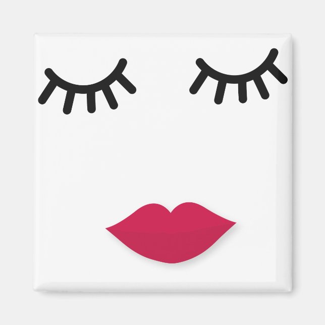 Lash and Red Lip Sweet Girl Portrait Magnet (Vorne)